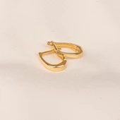 Altın Küpe - 14 Ayar Altın Oval Halka Küpe - 5