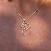 Altın Kolye - At Desenli 14 Ayar Altın Kolye - 4