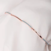 Altın Bileklik - Sıra Firuze (Turkuaz) Taşlı Modern Tasarım Şık 14 Ayar Altın Bileklik - 8