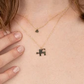 Altın Kolye - Kalpli Puzzle 14 Ayar Altın Kolye - 1