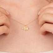 Altın Kolye - Taşlı Balık 14 Ayar Altın Kolye - 1