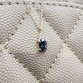 Altın Kolye - 1.30 Ct Mistik Topaz Oval Taşlı Has Taşlı Altın Kolye - Hediyelik 14 Ayar Altın Kolye thumbnail 2