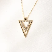 Altın Kolye - Üçgen Tasarımı Pırlanta İhtişamı Modern Tarz 14 Ayar Altın Kolye thumbnail 8