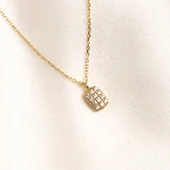 Altın Kolye - Zirkon Taşlı Minimal Tasarım 14 Ayar Altın Kolye - 7