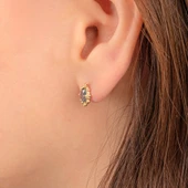 Altın Küpe - 14 Ayar Altın Vintage Tasarım Mistik Topaz Taşlı Küpe - 3