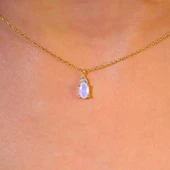 Altın Kolye - 0,60 CT Pembe Quarz 0,10 CT Pırlanta(Sıgnty) Taşlı Modern Tasarım Altın Kolye thumbnail 4