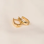 Altın Küpe - 14 Ayar Altın Oval Halka Küpe - 4