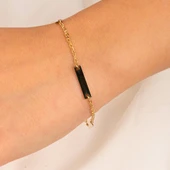 Altın Bileklik - Kişileştirelebilir Harf-İsim Yazılabilir 3 Plaka 14 Ayar Altın Bileklik - 3