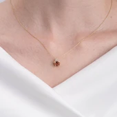 Altın Kolye - 1.15 CT Zultanit 0.20CT Swarovski Modern Tasarım Minimal Doğal Taş 14 Ayar Altın Kolye thumbnail 3