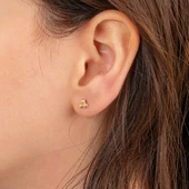 Altın Küpe - 14 Ayar Altın Üç Toplu Minimal Küpe - 3