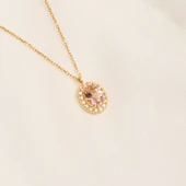 Altın Kolye - Morganite Oval Taşlı 14 Ayar Altın Kolye - 6
