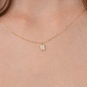 Altın Kolye - Zirkon Taşlı Minimal Tasarım 14 Ayar Altın Kolye - 4