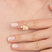 Altın Kolye - Taşlı Balık 14 Ayar Altın Kolye - 6