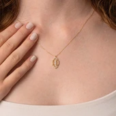 Altın Kolye - Baget Taşlı Şık Tasarım 14 Ayar Altın Kolye - 3