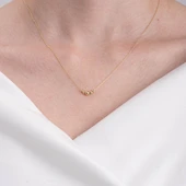 Altın Kolye - 14 Ayar Top Altın Kolye-Beş Toplu Modern Tasarım Altın Kolye - 2