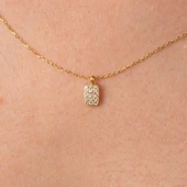 Altın Kolye - Zirkon Taşlı Minimal Tasarım 14 Ayar Altın Kolye - 1