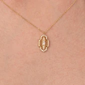 Altın Kolye - Baget Taşlı Şık Tasarım 14 Ayar Altın Kolye - 1