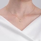 Altın Kolye - Damla Mekik Gözlü Çift Renk Mineli 14 Ayar Altın Kolye - İki Farklı Renkte Altın Kolye thumbnail 6