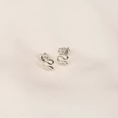 Altın Küpe - 14 Ayar Altın Yılan Desenli Taşlı Minimal Küpe - 7