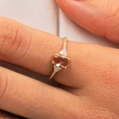 Pırlanta Yüzük - 0.10 Karat Pırlanta Taşlı Oval Kesim Zultanit Taşlı Modern Tasarım 14 Ayar Altın Yüzük - 4