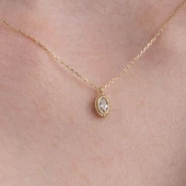 Altın Kolye - 0.50 Karat Signity (Zirkon) Taşlı Sade Minimal Tasarım 14 Ayar Altın Kolye thumbnail 2