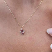 Altın Kolye - 1.25 CT Zultanit 0.25 CT Swarovski Taşlı Dikdörtgen Tasarım 14 Ayar Altın Kolye thumbnail 5