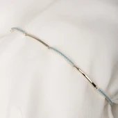 Altın Bileklik - Sıra Firuze (Turkuaz) Taşlı Modern Tasarım Şık 14 Ayar Altın Bileklik - 7