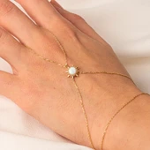 Altın Şahmeran - 14 Ayar Altın Oval Kesim Opal Taşlı Güneş Model Şahmeran - 1