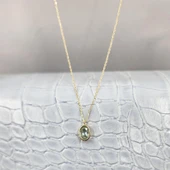 Altın Kolye - 1.05 CT Green Topaz Taşlı 14 Ayar Altın Modern Kolye- Green Topaz Tasarım Hediye Kolye thumbnail 5