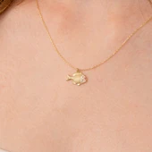 Altın Kolye - Taşlı Balık 14 Ayar Altın Kolye - 5