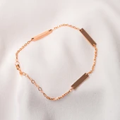 Altın Bileklik - Kişileştirelebilir Harf-İsim Yazılabilir 3 Plaka 14 Ayar Altın Bileklik - 7