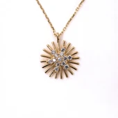 Altın Kolye - Aşk Pusulası Tarz Taşlı Modern Tasarım 14 Ayar Altın Kolye - Aşk Pusulası Şans Kolyesi - 5