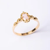 Altın Yüzük - Pembe Kuvars Taşlı Gelin Başı Tektaş 14 Ayar Altın Evlilik Teklifi Yüzüğü thumbnail 4