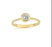 Tektaş Altın Yüzük - 14 Ayar Altın 0.25 Karat Zirkon Tek Taş Yüzük - Eşe, Sevgiliye Hediye Yüzük - 4