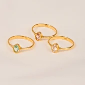 Tektaş Altın Yüzük - 14 Ayar Altın 0.35 Karat Tek Taş Yüzük - Hediyelik, Anneler Gününe Özel Yüzük - 6