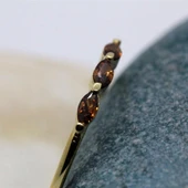 Tria Altın Yüzük - 14 Ayar Altın Tria Mekik Smoky Quartz Taşlı Minimal Kadın Yüzük - Eşe Hediyelik thumbnail 12