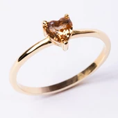 Tektaş Altın Yüzük - 14 Ayar Altın 0.60 Karat Zultanit Taşlı Kalp Tek Taş Evlilik Teklifi Yüzüğü - 1