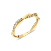 Burma Altın Taşlı Alyans - 14 Ayar Burgu Zirkon Taşlı Altın Yüzük - Sevgiliye, Anneler Gününe Hediye - 9