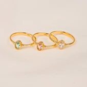 Tektaş Altın Yüzük - 14 Ayar Altın 0.35 Karat Tek Taş Yüzük - Hediyelik, Anneler Gününe Özel Yüzük - 7