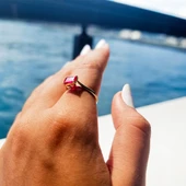 Baget Altın Tektaş Yüzük - 14 Ayar Altın 1.10 Karat Tektaş Ruby Taşlı Evlilik Teklifi Yüzüğü - 7