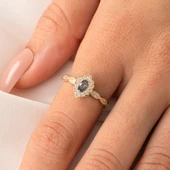 Altın Yüzük - 14 Ayar Altın Oval Mistik Topaz Taşlı Kadın Yüzük - Hediyelik Altın Yüzük thumbnail 10