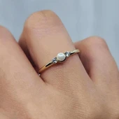 İnci Altın Yüzük - 14 Ayar Altın İnci Minimal Yüzük - Hediyelik, Minimal, Anneler Günü Hediyesi thumbnail 9