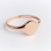 Mühür Altın Yüzük - 14 Ayar Altın Oval Mühür Harf Yazılabilir Roz Yüzük - Şövalye Mühür Altın Yüzük thumbnail 11