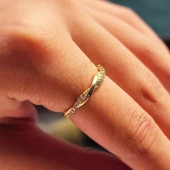 Burma Altın Taşlı Alyans - 14 Ayar Burgu Zirkon Taşlı Altın Yüzük - Sevgiliye, Anneler Gününe Hediye - 1