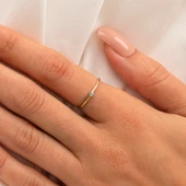 Tektaş Altın Yüzük - Turkuaz Taşlı Minimal 14 Ayar Evlilik Teklifi Yüzüğü thumbnail 8