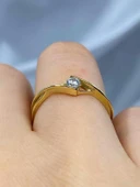 Tektaş Altın Yüzük - 8 Ayar Altın Sonsuzluk 0.50 Karat Zirkon Taşlı Minimal Tek Taş Yüzük thumbnail 8