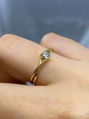 Tektaş Altın Yüzük - 8 Ayar Altın Sonsuzluk 0.50 Karat Zirkon Taşlı Minimal Tek Taş Yüzük thumbnail 10