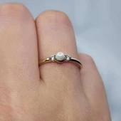 İnci Altın Yüzük - 14 Ayar Altın İnci Minimal Yüzük - Hediyelik, Minimal, Anneler Günü Hediyesi thumbnail 6