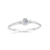 Minimal Altın Yüzük - 14 Ayar Altın Güverseli 0.20 Karat Zirkon Taşlı Tektaş Yüzük - Eşe Yüzük - 11