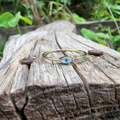 Mineli Altın Yüzük - 14 Ayar Altın Beyaz Mineli Minimal Göz Yüzük - Nazar Boncuğu Altın Yüzük - 4